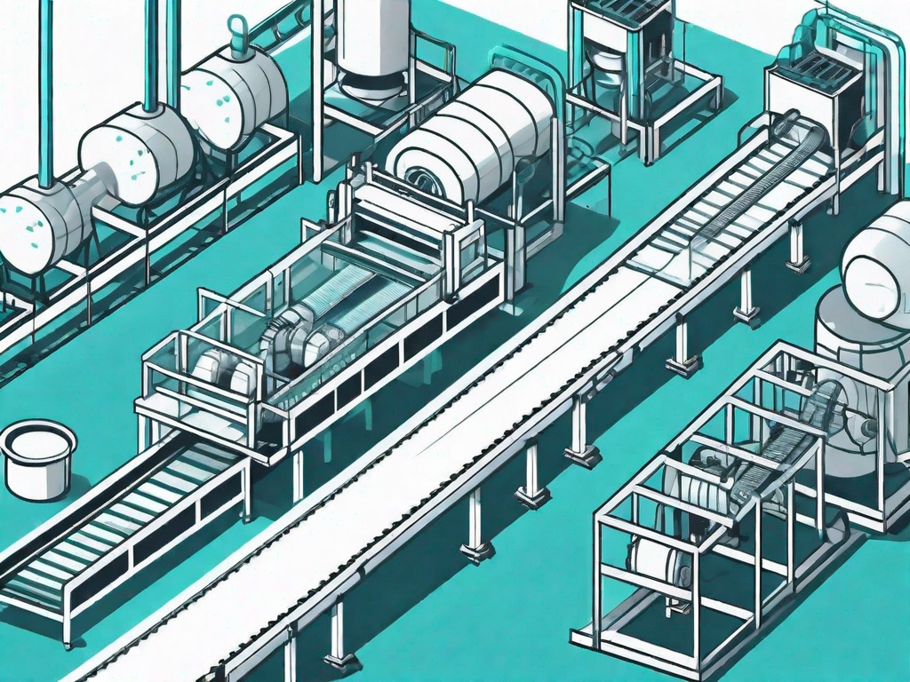 A streamlined factory with conveyor belts and automated machines