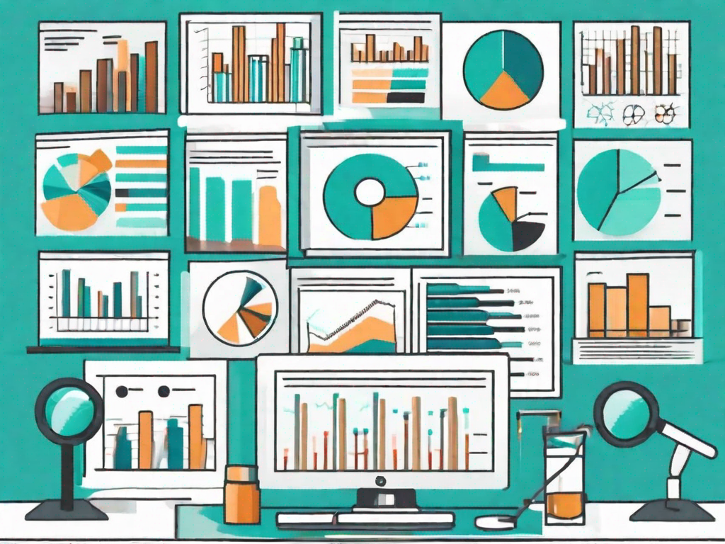 Various types of charts and graphs like pie charts