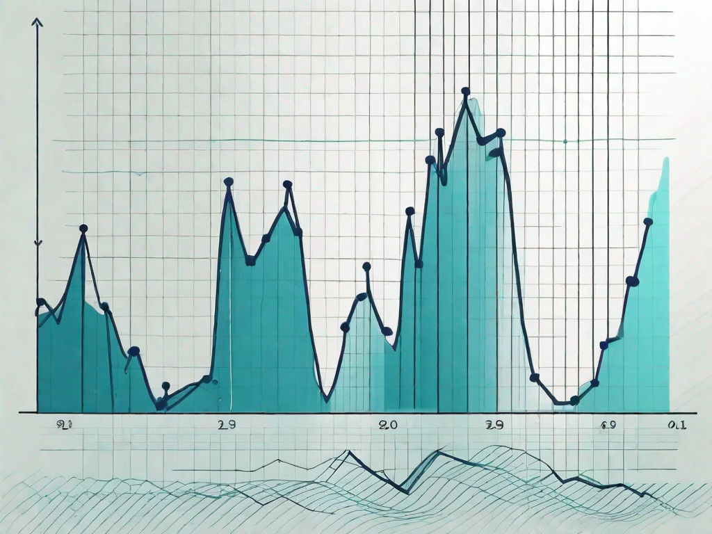 A line graph with fluctuating data points