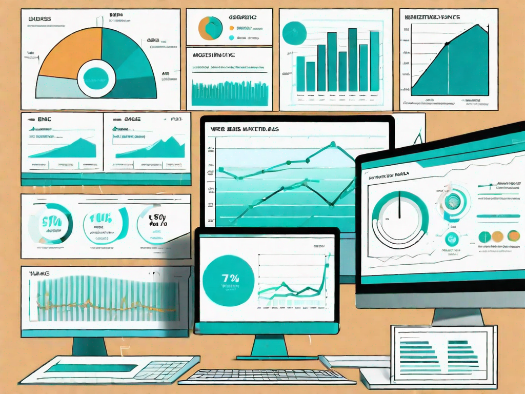 A computer screen displaying various types of web metrics and data analysis graphs