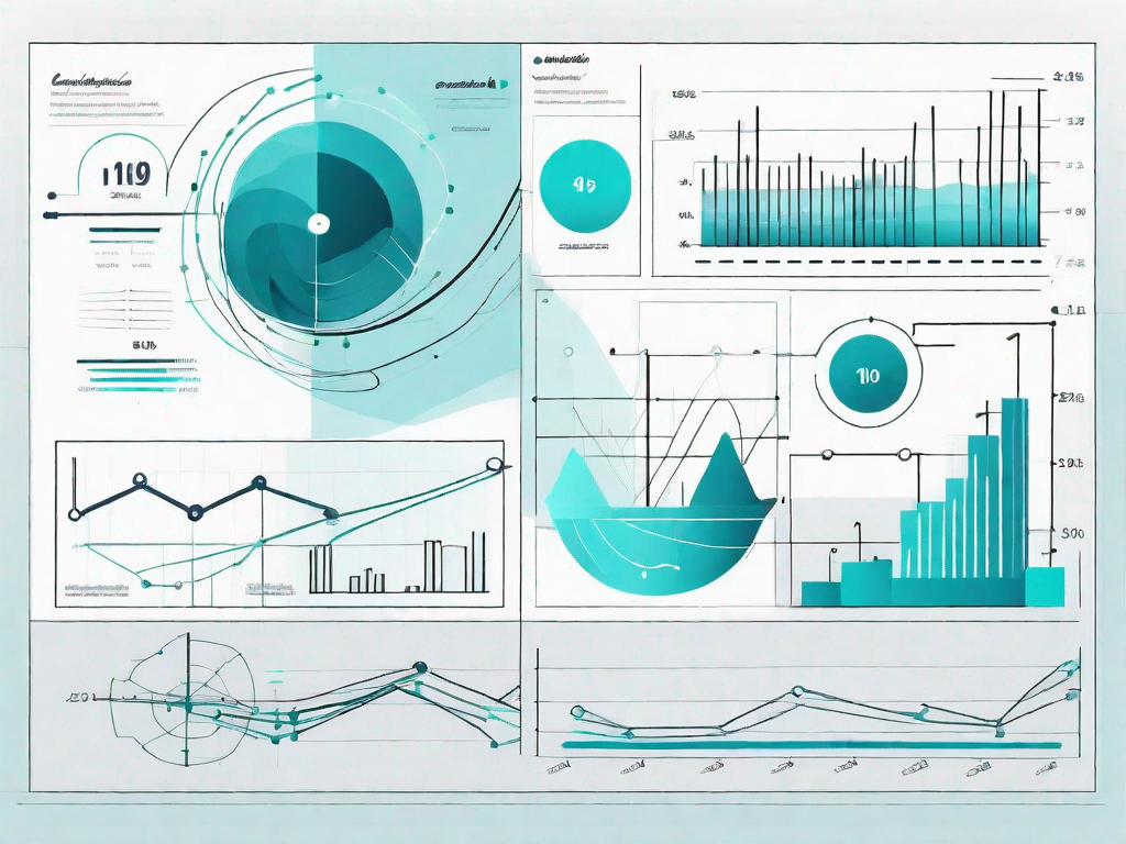 Various data charts and graphs interconnecting and interacting with each other