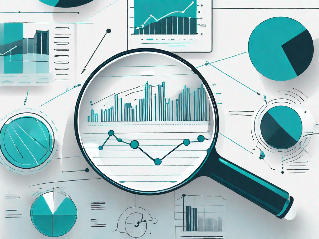 Various data points being funneled into a large magnifying glass