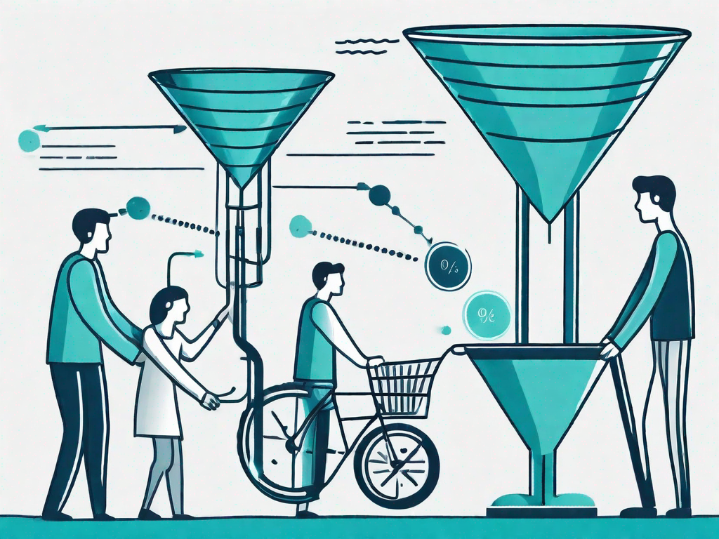 A funnel showing different stages of customer behavior