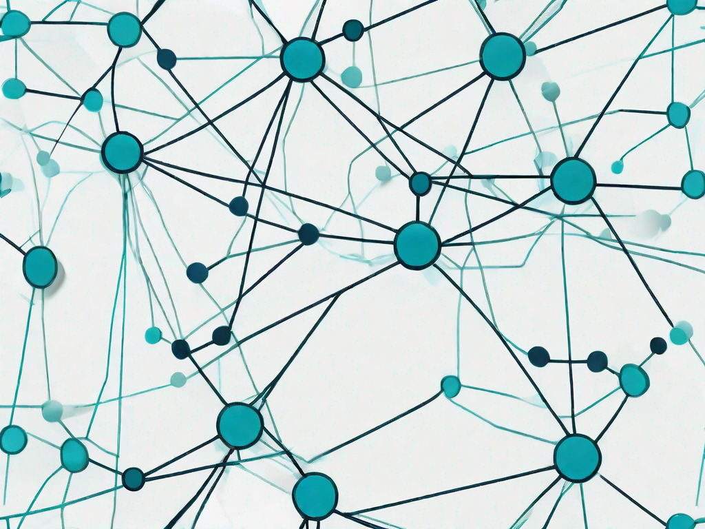 A hierarchical database structure with interconnected nodes representing data