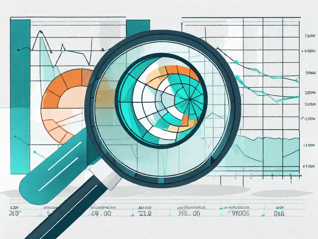 A magnifying glass focusing on a segmented pie chart representing different demographic and psychographic profiles