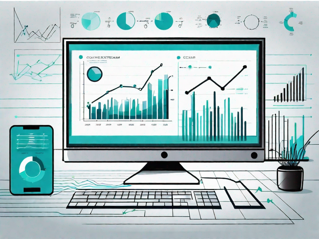 A computer screen displaying various graphs and charts representing clickstream data