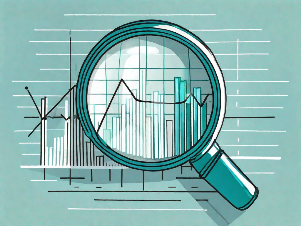 A magnifying glass focusing on a chart or graph