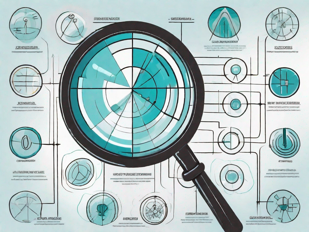 A magnifying glass highlighting the positive and negative symbols