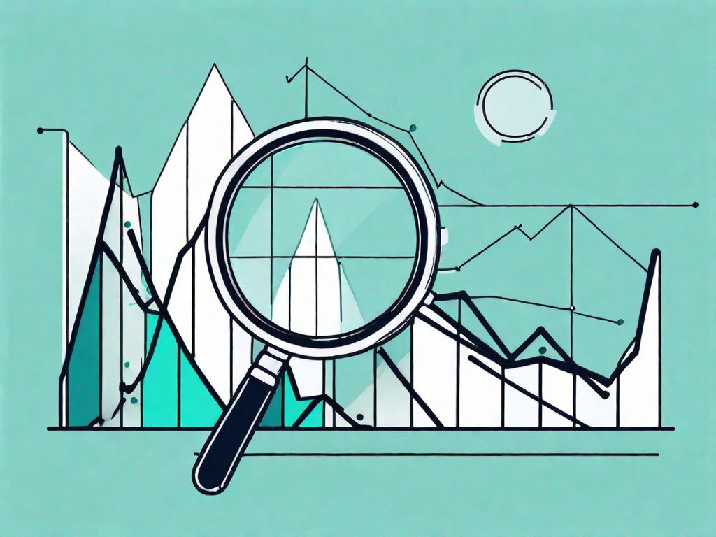 A magnifying glass examining a bar graph and pie chart to symbolize the process of data analysis and validation