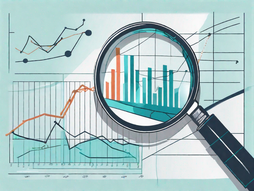 A magnifying glass examining a chart with various data points