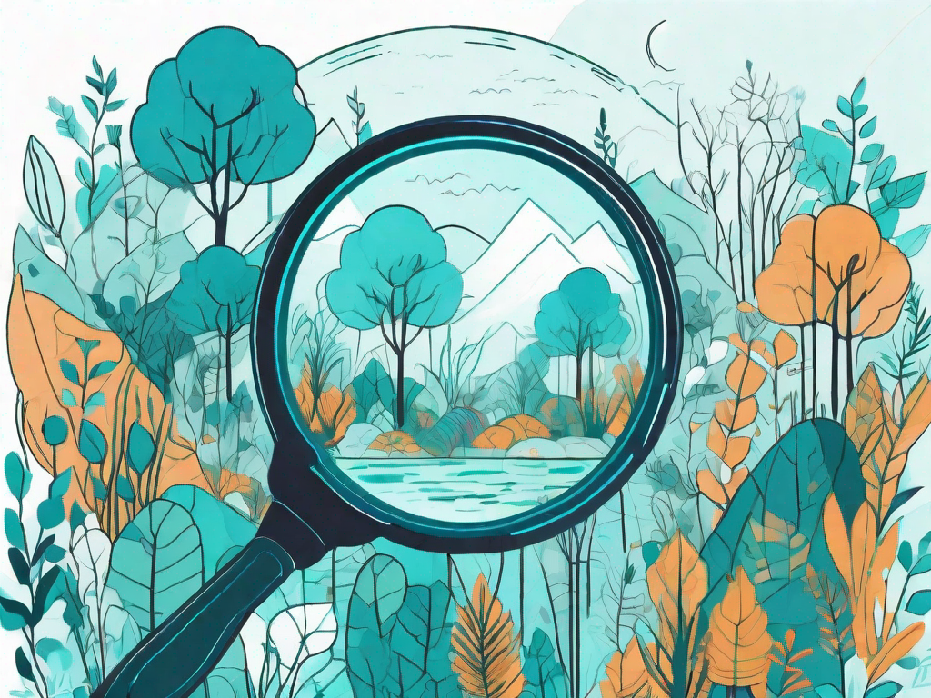 A magnifying glass hovering over a diverse