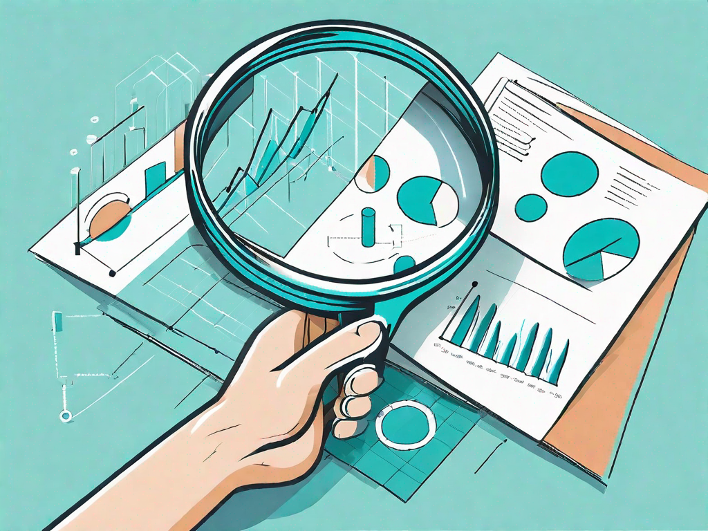 Various data points being funneled into a large magnifying glass