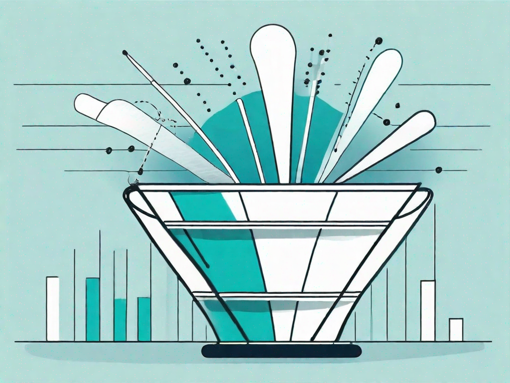 Various data points being sifted through a large funnel