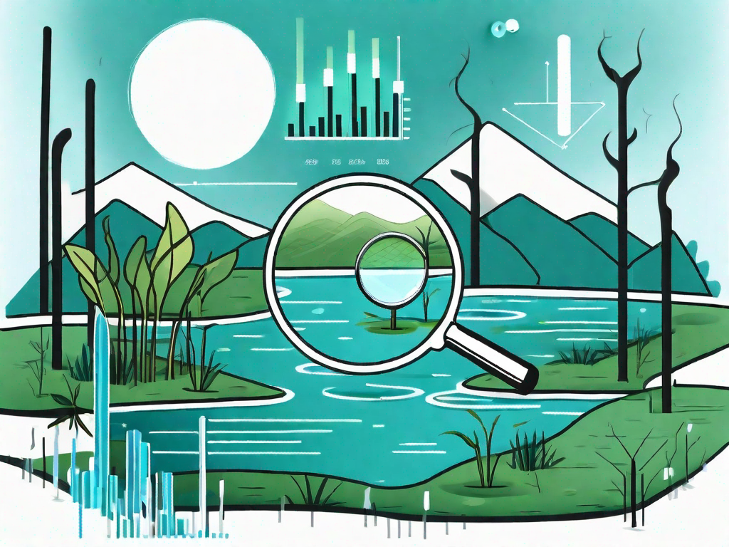 A swamp filled with symbolic data icons like bar graphs