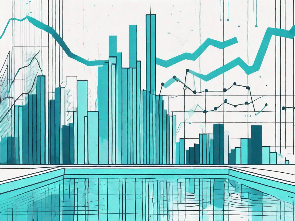 A large pool filled with symbolic data icons like graphs