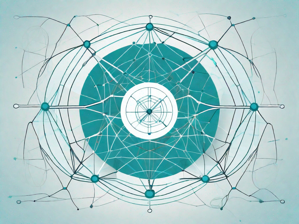 A complex web of interconnected nodes and lines