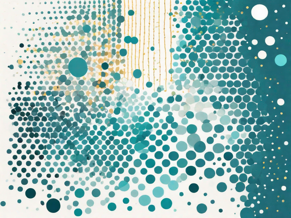 A scatter plot graph with various colored dots representing data points