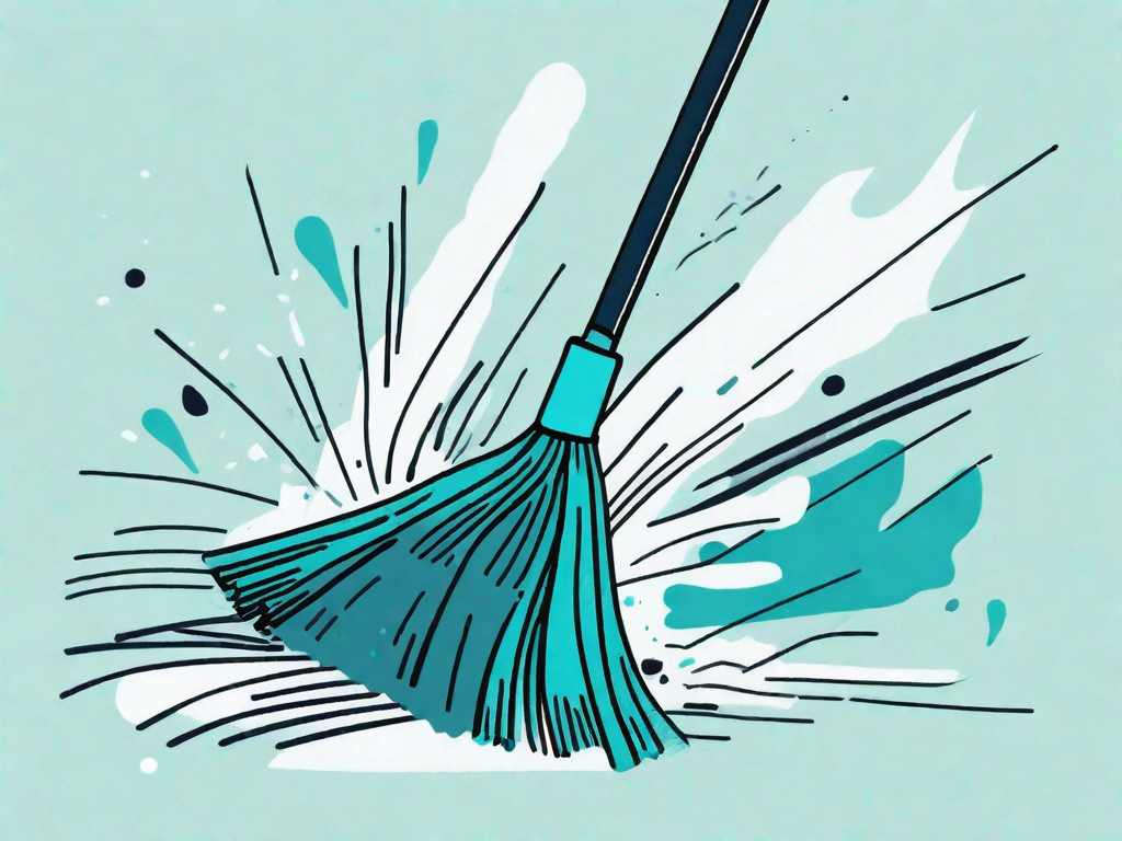 A broom sweeping away messy