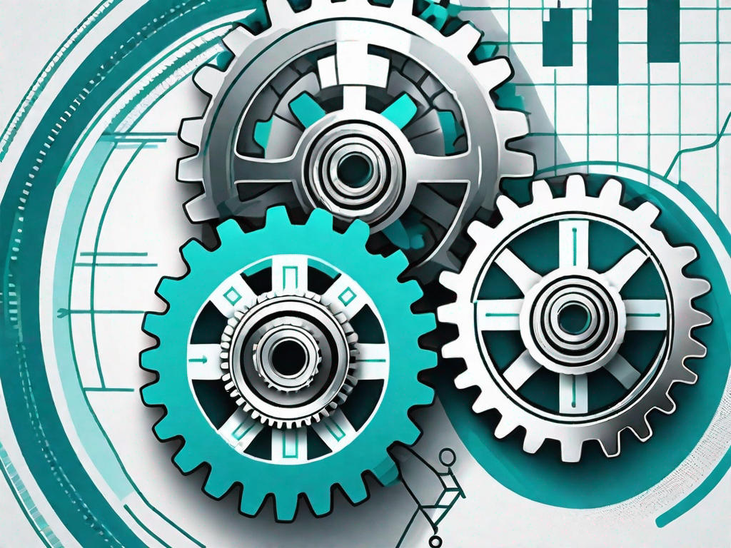 Two interlocking gears with different sizes to represent the concept of gearing ratio