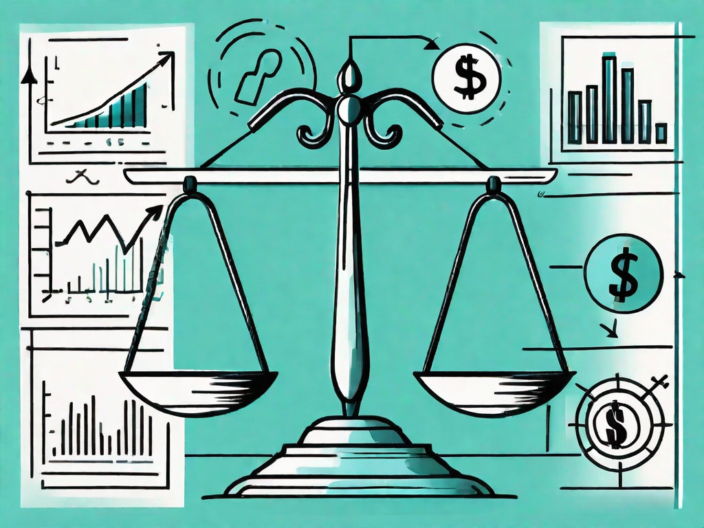 A scale balancing a stock market graph and a dollar sign