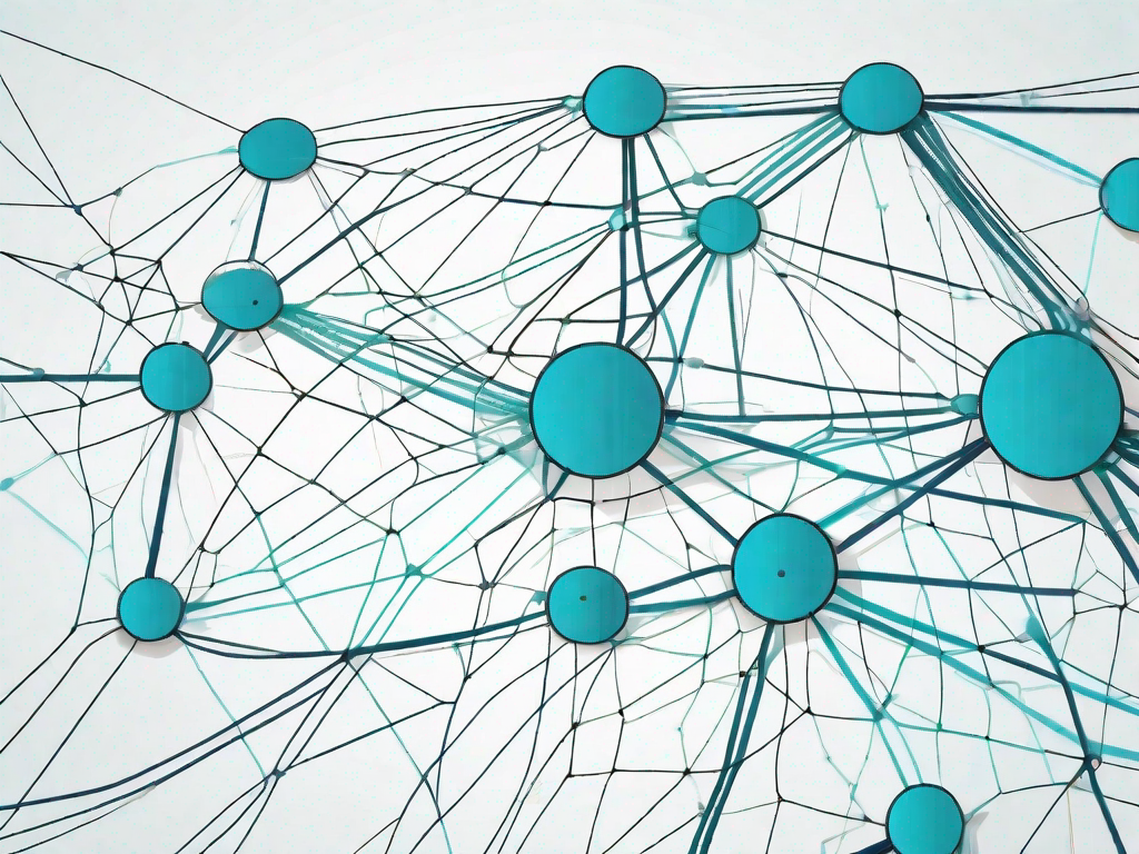 A complex web of interconnected nodes representing data points