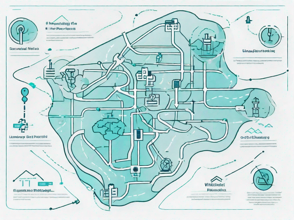 A key unlocking a map with various interconnected paths