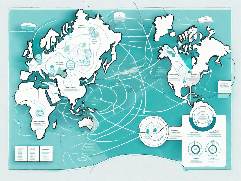 A map made of various interconnected story elements