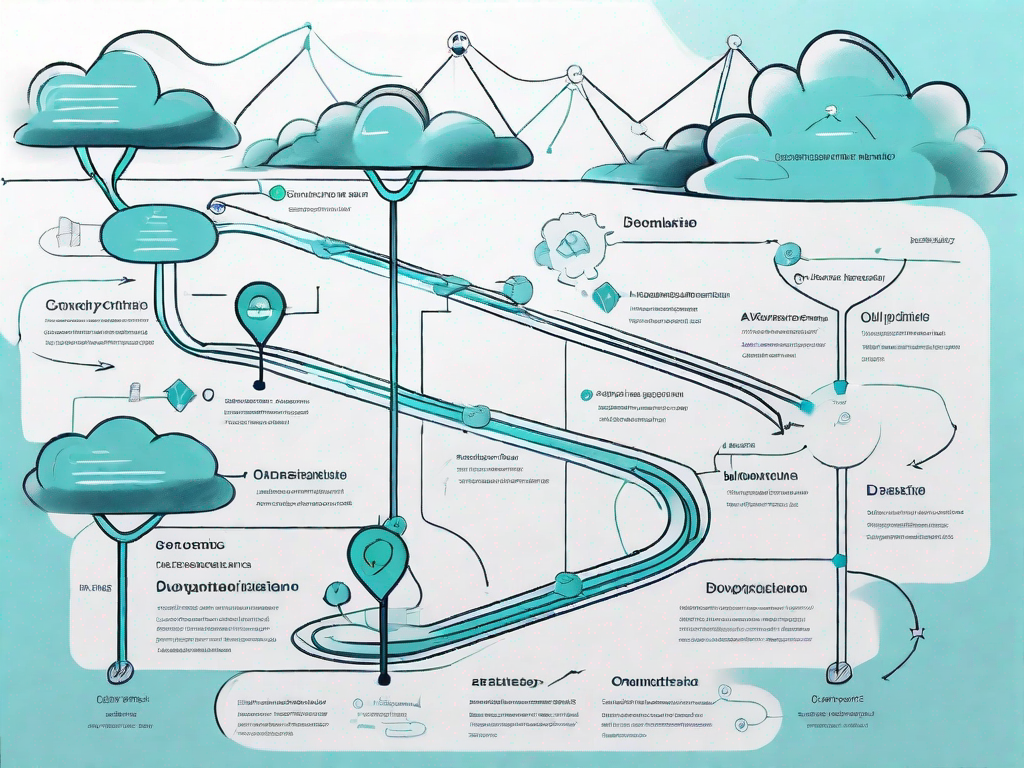 A flowchart or roadmap representing the journey of a user story from conception to completion