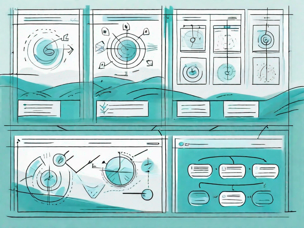 A storyboard with different stages of development