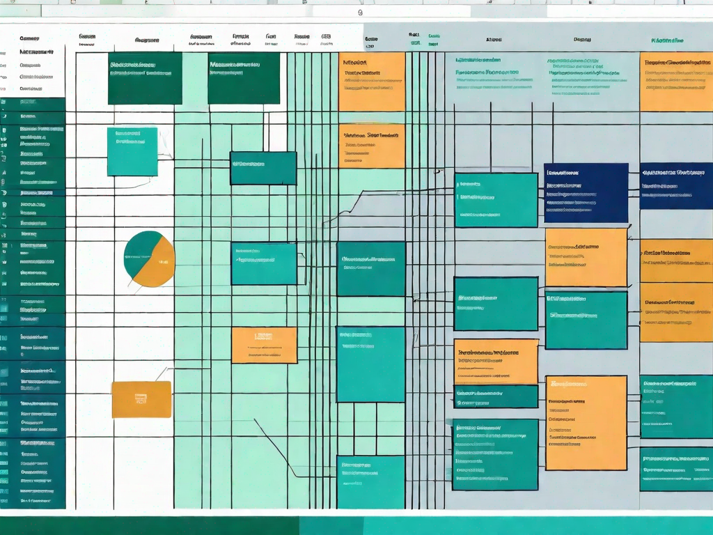 A computer screen displaying an excel spreadsheet with a colorful stakeholder map