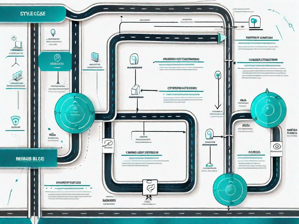 A road map with various significant points marked