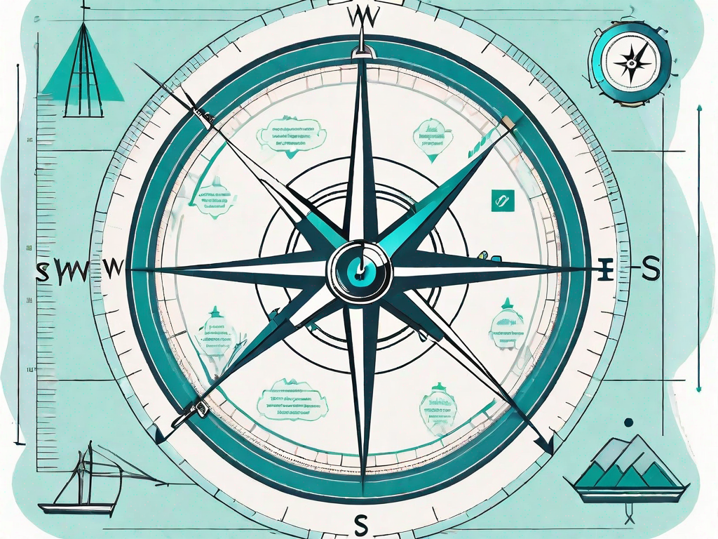 A navigational compass placed on a tows matrix