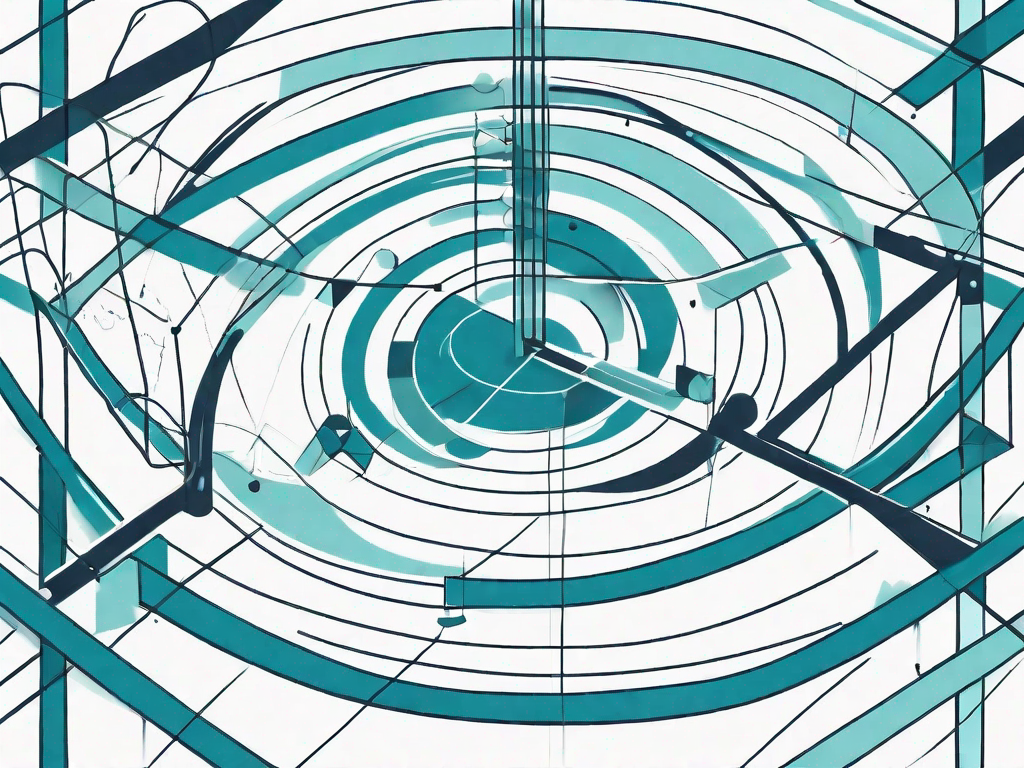 A symbolic journey path intersecting with various touchpoints