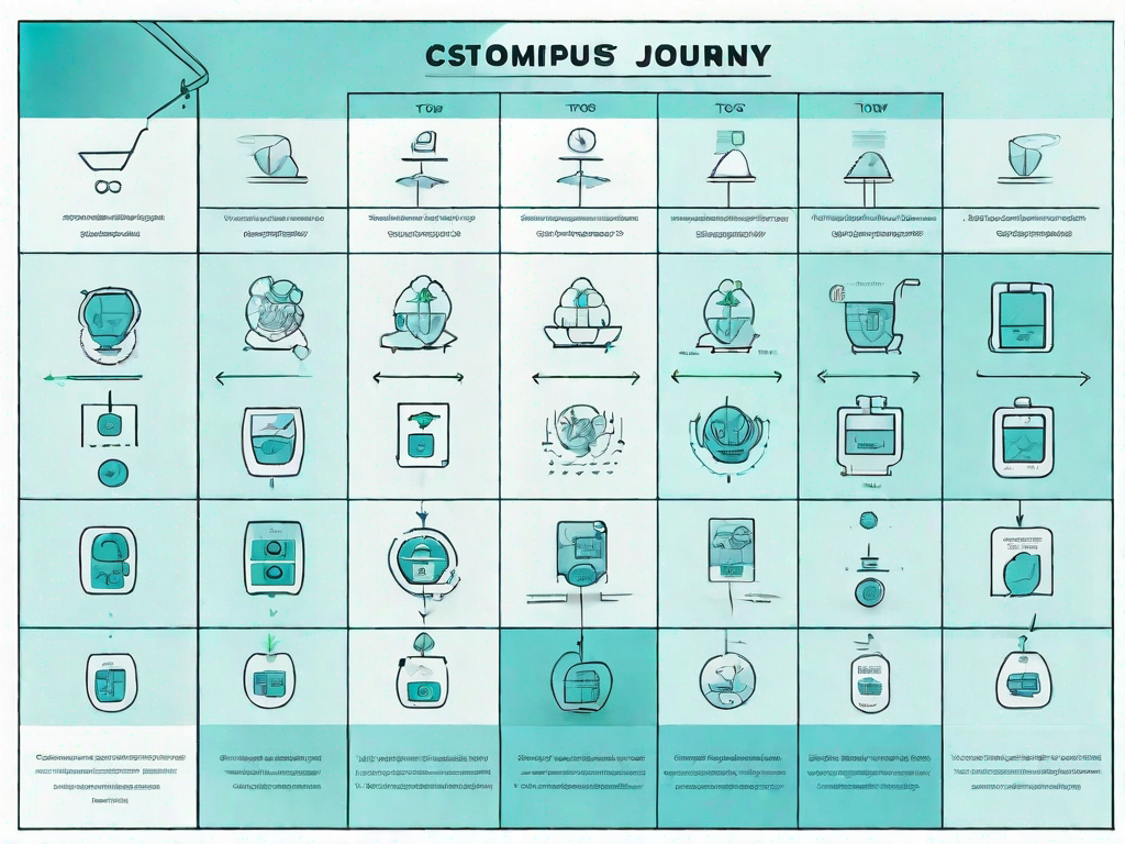 A tows matrix with symbolic icons representing different stages of the customer journey