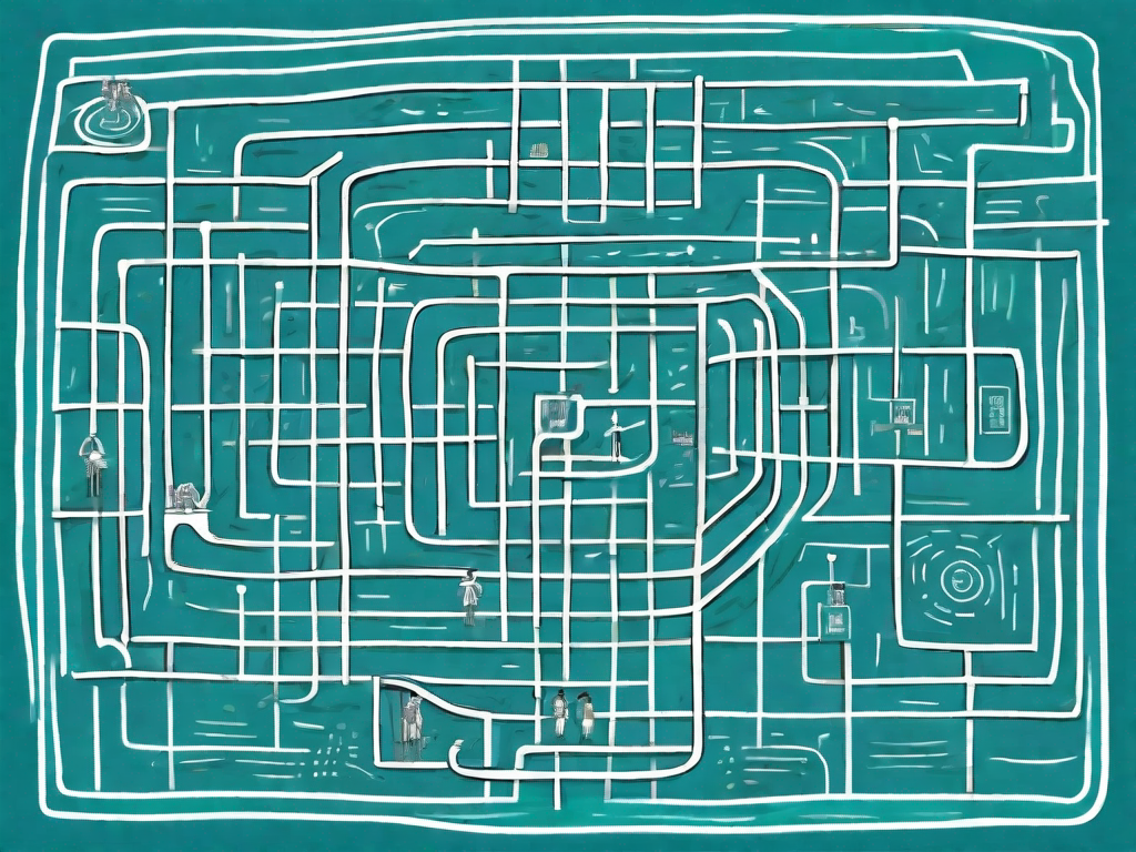 A complex labyrinth shaped like a tows matrix