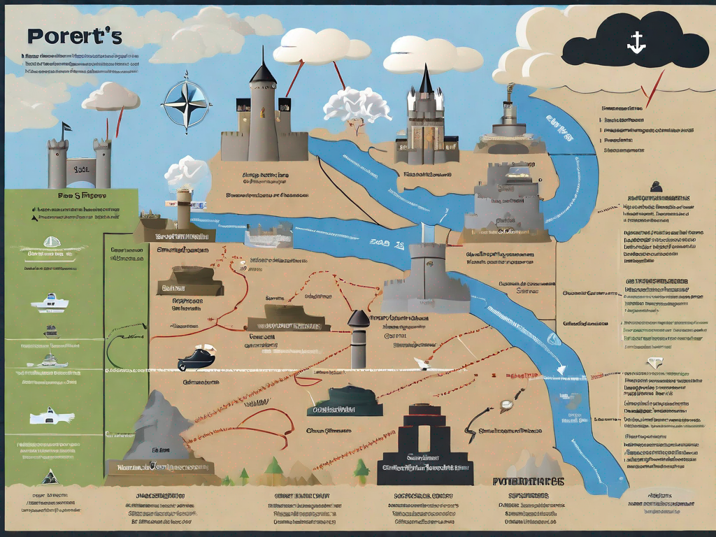 A road map with five distinct checkpoints