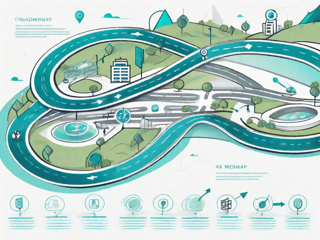 A roadmap with various financial ratio symbols acting as landmarks