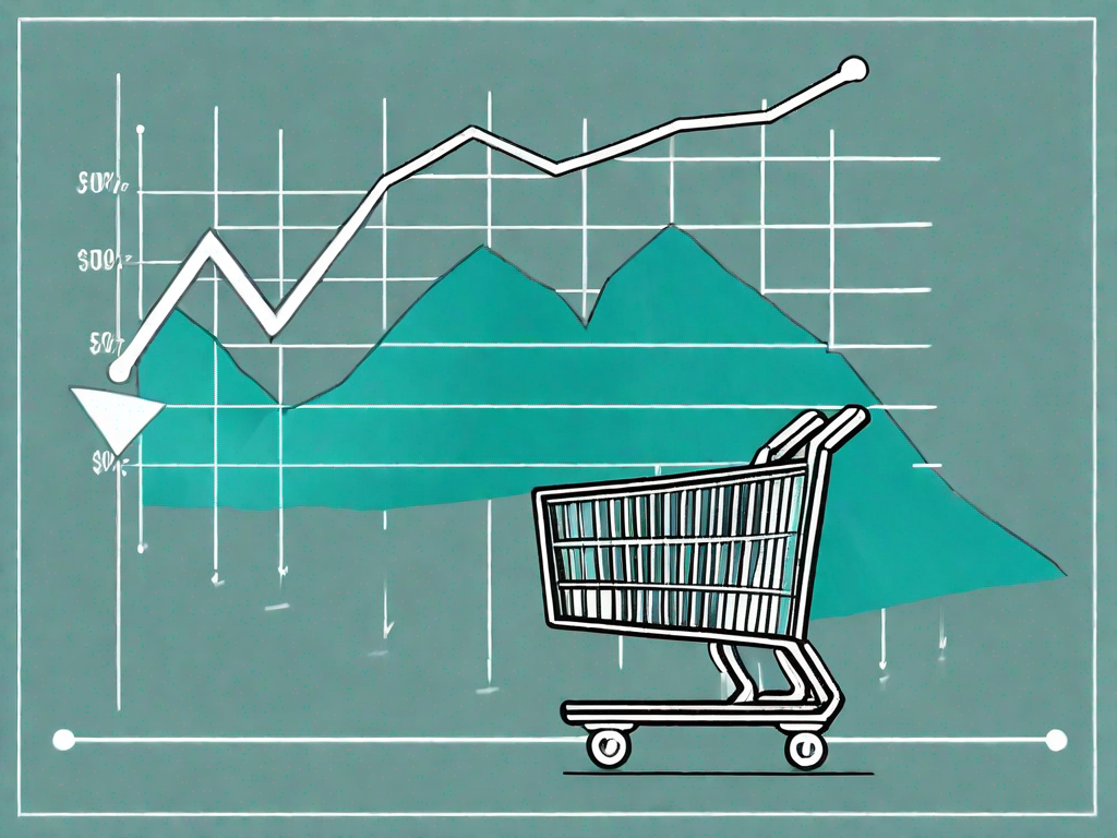 A shopping cart on a journey along a graph that represents a break-even analysis