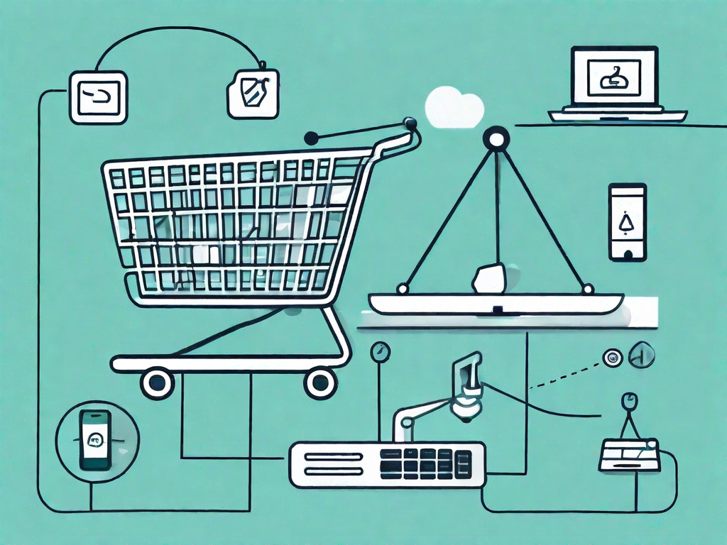 A roadmap with various touchpoints symbolized by different icons such as a shopping cart