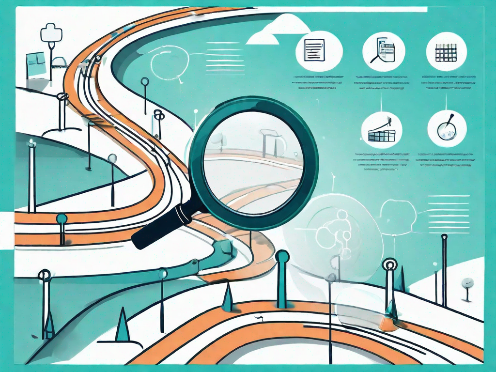 A roadmap with various checkpoints representing the customer journey