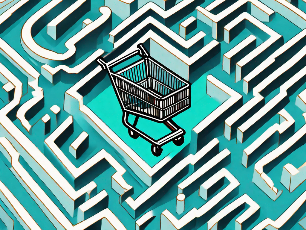 A shopping cart navigating through a labyrinth