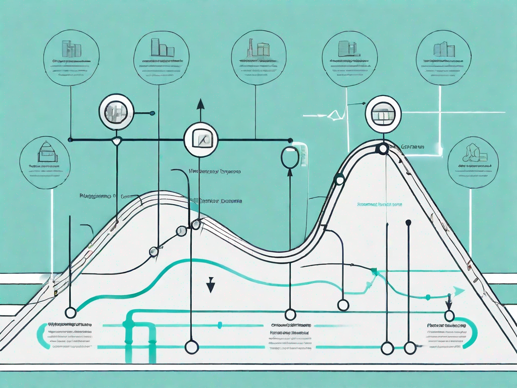 A roadmap with various checkpoints representing different stages of the customer journey