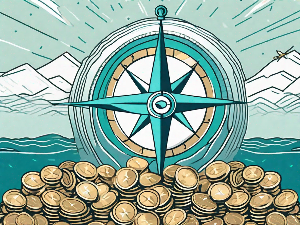 A ship navigating through a sea of coins