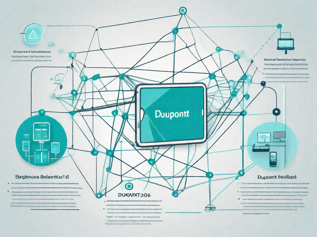 A roadmap intersecting various symbolic touchpoints like a shopping cart