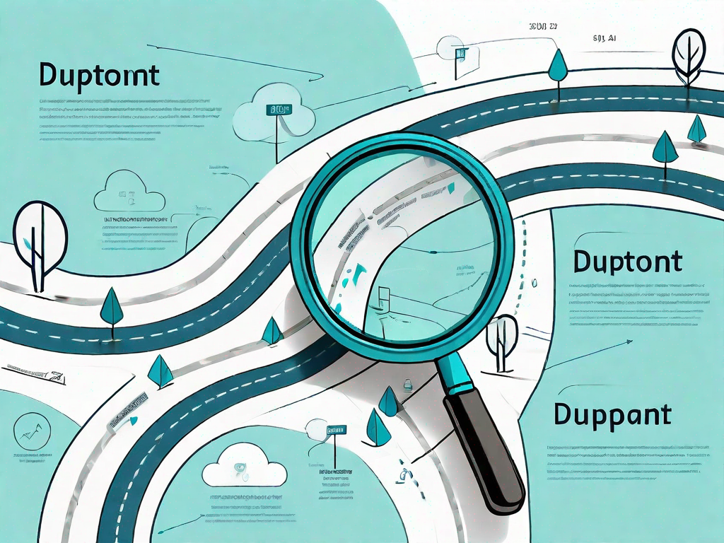 A roadmap intertwined with a magnifying glass