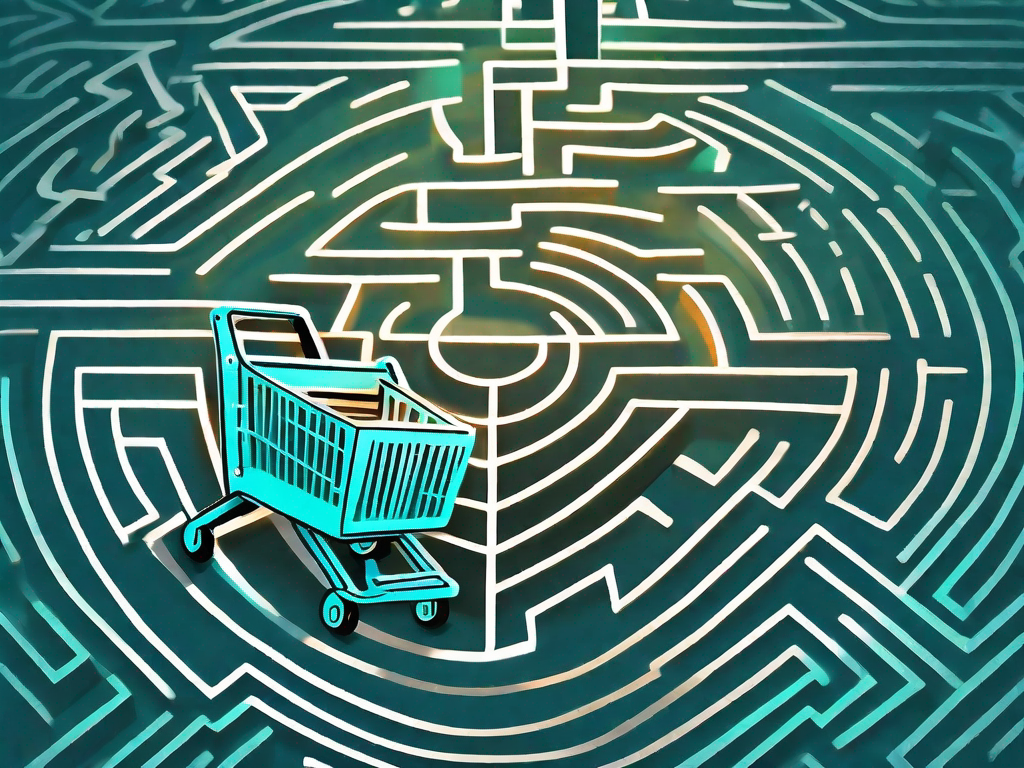 A shopping cart navigating through a maze