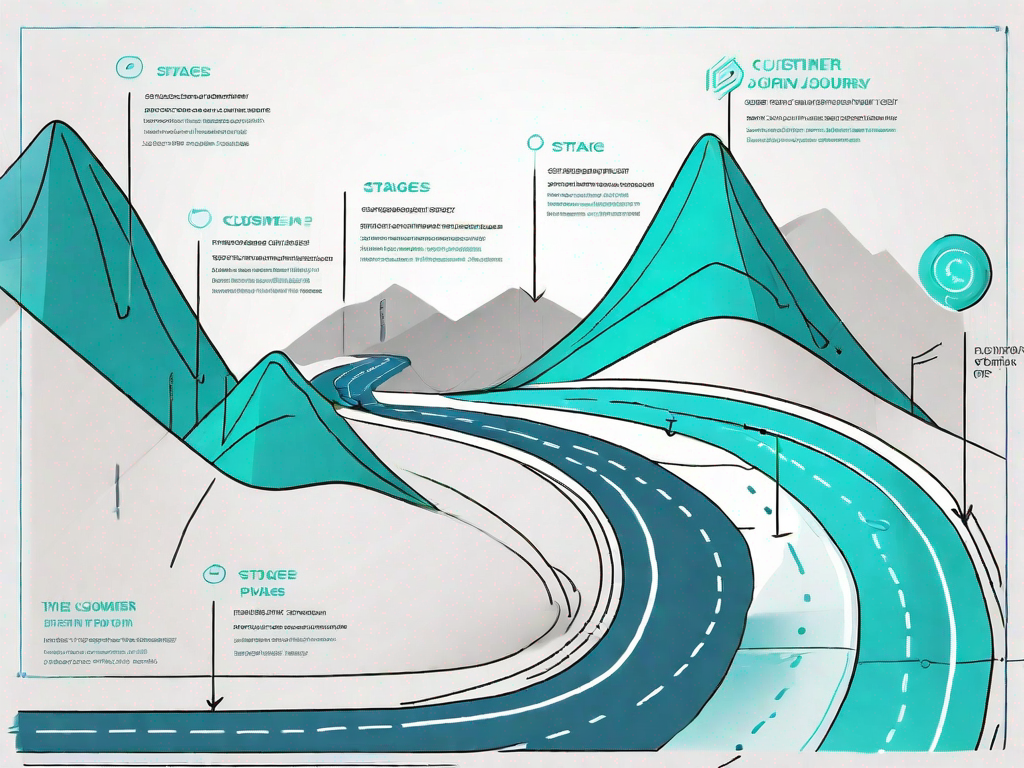 A roadmap depicting various stages of a customer journey