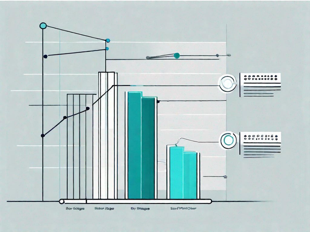 A vertical bar chart with various stages of the customer journey