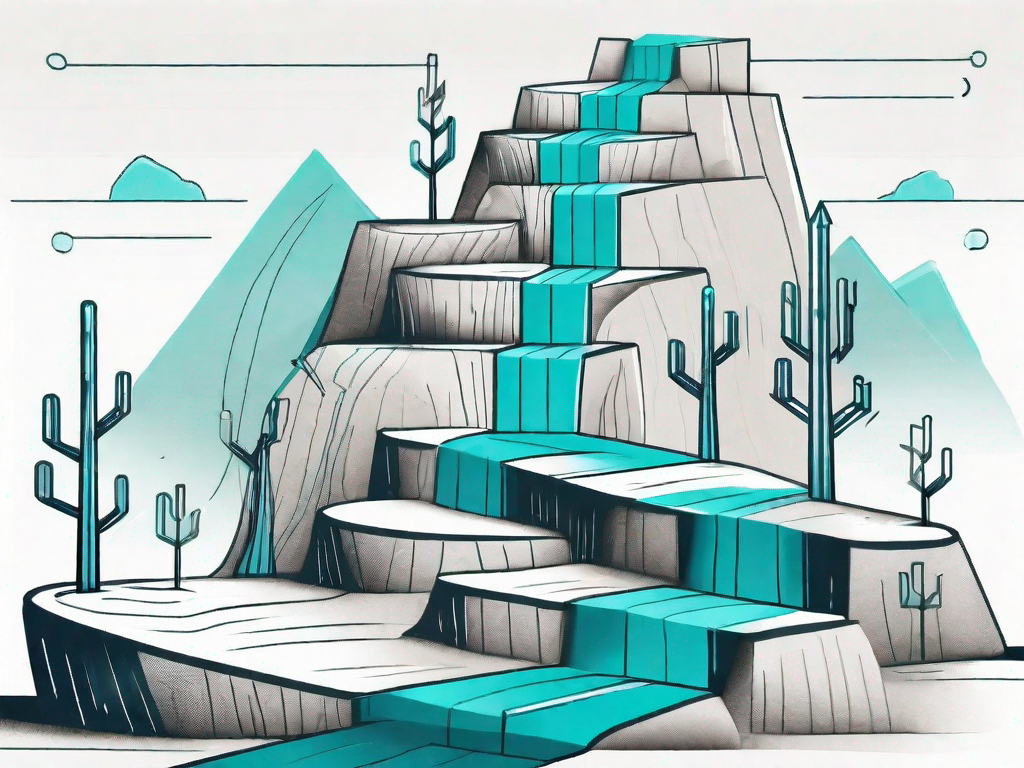 A roadmap with various vertical bars of different heights representing stages of the customer journey