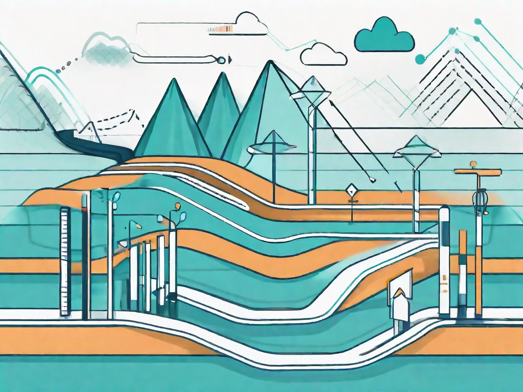 A symbolic journey path with various trend graphs and analysis tools along the way